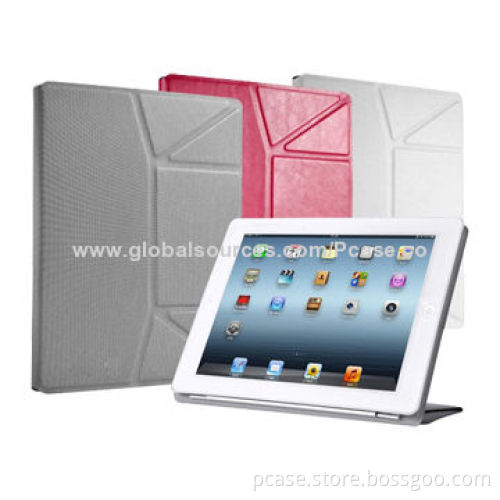 Folio Leather Cases for iPad 2 with Sleep and Wake Up Functions, UV/Rubber Coating